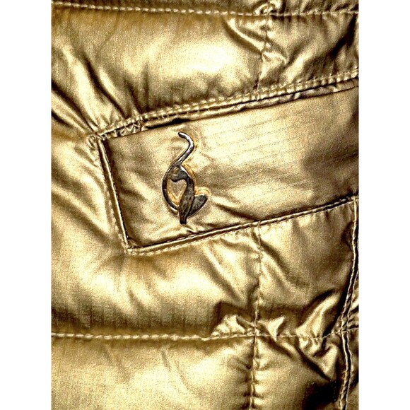 BABY PHAT Vtg Y2K 90s Metallic Gold Puffer Vest Streetwear Size Small Cat Logo - Picture 4 of 8